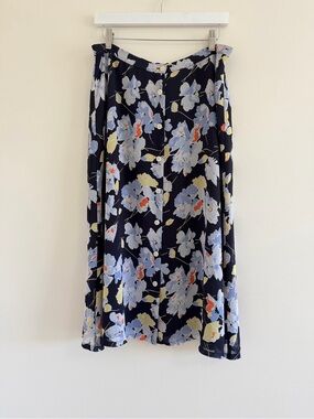 Chaps Button Front Floral Skirt